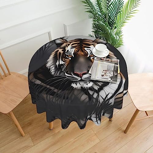 WHJSHOP Runde dekorative Tischdecke, 152,4 cm, schützt und dekoriert Ihren Esstisch, Motiv: Tiger at Rest von WHJSHOP