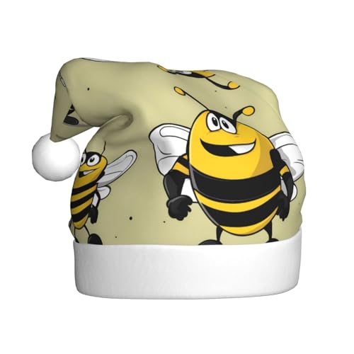 WHJSHOP Weihnachtsmütze für Erwachsene für Feiertage, Partys und Kostümveranstaltungen, Cartoon-Hummel-Druck von WHJSHOP