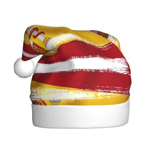 WHJSHOP Weihnachtsmütze für Erwachsene für Feiertage, Partys und Kostümveranstaltungen, Spanien-Flagge, bedruckt von WHJSHOP