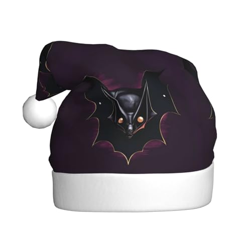 WHJSHOP Weihnachtsmütze für Erwachsene für Feiertagspartys und Kostümveranstaltungen, schwarzer Geist Fledermaus bedruckt von WHJSHOP