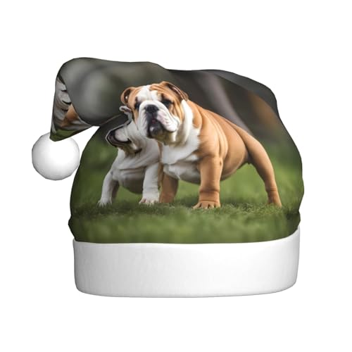 WHJSHOP Weihnachtsmütze für Erwachsene – hochwertiger Stoff für Feiertage, Partys und Kostümveranstaltungen, englische Bulldoggen von WHJSHOP