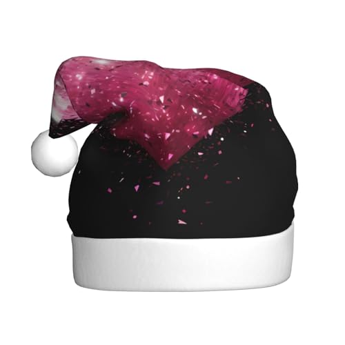 WHJWXC Weihnachtsmann-Weihnachtsmütze für Erwachsene, Party-Zubehör für Halloween, jährliche Zeremonien, mehr rotes Herz, rosa Glitzer-Druck von WHJWXC