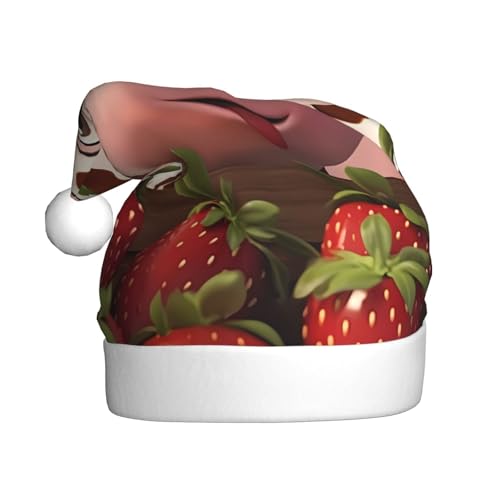 WHJWXC Weihnachtsmann Weihnachtsmütze für Erwachsene Party Zubehör für Halloween jährliche Zeremonien Mehr Kühe und Erdbeeren Muster von WHJWXC