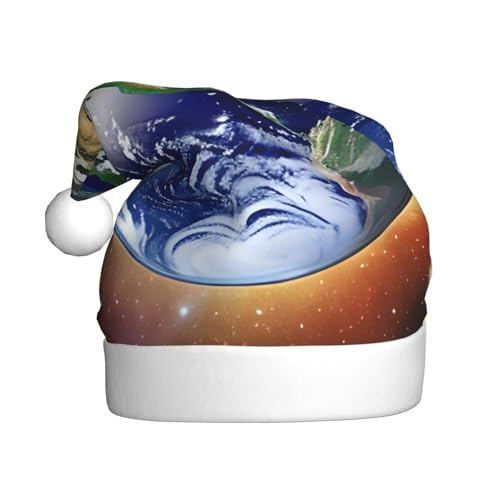 WHJYCC Cosmic Earth Klassische Weihnachtsmütze, perfekte Nikolausmütze für Erwachsene, Schneeflockenhut, ideal für Weihnachten, Halloween und Partygeschenke von WHJYCC