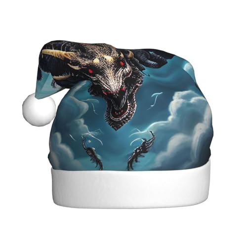 WHJYCC Flying Dragon Klassische Weihnachtsmütze, perfekte Nikolausmütze für Erwachsene, Schneeflockenhut, ideal für Weihnachten, Halloween, und Partygeschenke von WHJYCC