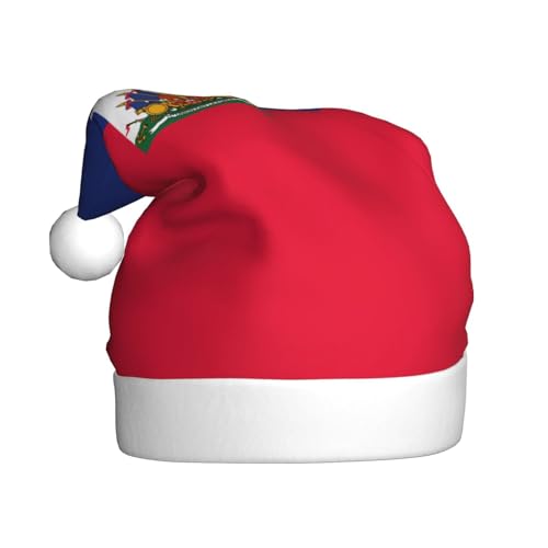 WHJYCC Haitianische Flagge, klassische Weihnachtsmütze, perfekte Nikolausmütze für Erwachsene, Schneeflockenhut, ideal für Weihnachten, Halloween und Partygeschenke von WHJYCC