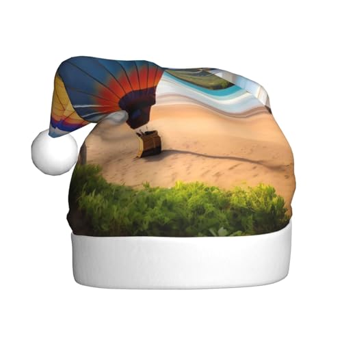 WHJYCC Hawaii Heißluftballon Klassische Weihnachtsmütze, perfekte Nikolausmütze für Erwachsene, Schneeflockenhut, ideal für Weihnachten, Halloween, und Partygeschenke von WHJYCC