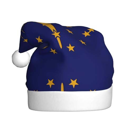 WHJYCC Indiana State Flag Klassische Weihnachtsmütze, perfekte Weihnachtsmannmütze für Erwachsene, Schneeflockenhut, ideal für Weihnachten, Halloween und Partygeschenke von WHJYCC