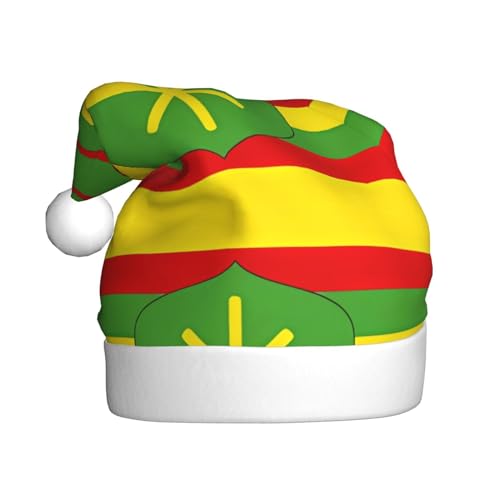 WHJYCC Klassische Weihnachtsmütze mit Hawaii-Flagge, perfekte Nikolausmütze für Erwachsene, Schneeflockenhut, ideal für Weihnachten, Halloween und Partygeschenke von WHJYCC