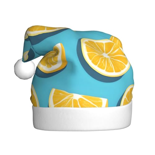 WHJYCC Lemon Wedges Klassische Weihnachtsmütze, perfekte Nikolausmütze für Erwachsene, Schneeflockenhut, ideal für Weihnachten, Halloween und Partygeschenke von WHJYCC