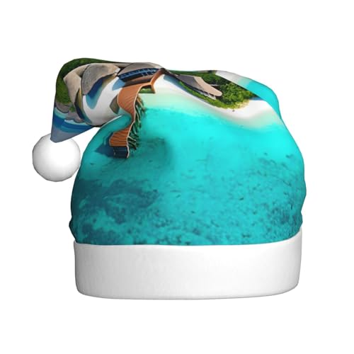 WHJYCC Maldives Scenery Klassische Weihnachtsmütze, perfekte Weihnachtsmannmütze für Erwachsene, Schneeflockenhut, ideal für Weihnachten, Halloween und Partygeschenke von WHJYCC