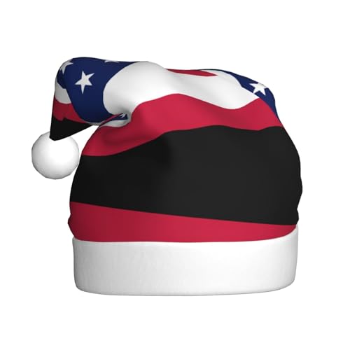 WHJYCC Ohio State Flag Klassische Weihnachtsmütze, perfekte Nikolausmütze für Erwachsene, Schneeflockenhut, ideal für Weihnachten, Halloween und Partygeschenke von WHJYCC