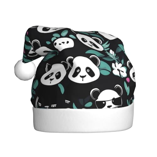 WHJYCC Panda süßes Gesicht Klassische Weihnachtsmütze, perfekte Weihnachtsmannmütze für Erwachsene, Schneeflockenhut, ideal für Weihnachten, Halloween und Partygeschenke von WHJYCC