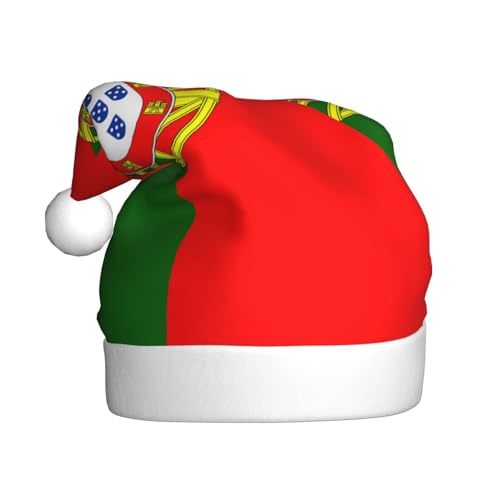 WHJYCC Portugiesische Flagge, klassische Weihnachtsmütze, perfekte Nikolausmütze für Erwachsene, Schneeflockenhut, ideal für Weihnachten, Halloween und Partygeschenke von WHJYCC