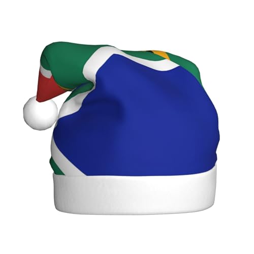 WHJYCC Südafrika Flagge Klassische Weihnachtsmütze, perfekte Nikolausmütze für Erwachsene, Schneeflockenhut, ideal für Weihnachten, Halloween und Partygeschenke von WHJYCC