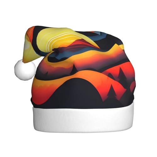 WHJYCC Sunrise Mountain Klassische Weihnachtsmütze, perfekte Nikolausmütze für Erwachsene, Schneeflockenhut, ideal für Weihnachten, Halloween und Partygeschenke von WHJYCC