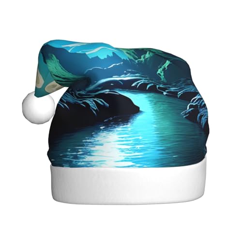 WHJYCC Wassermondhöhle Klassische Weihnachtsmütze, perfekte Nikolausmütze für Erwachsene, Schneeflockenhut, ideal für Weihnachten, Halloween und Partygeschenke von WHJYCC