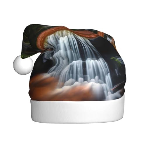 WHJYCC Waterfall View Klassische Weihnachtsmütze, perfekte Nikolausmütze für Erwachsene, Schneeflockenhut, ideal für Weihnachten, Halloween und Partygeschenke von WHJYCC