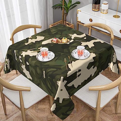 WHJYYXDE Quadratische, wasserdichte Tischdecke, 137,2 x 137,2 cm, weich, wiederverwendbar, zum Dekorieren von Couchtischen, Esstischen, Armee-Camouflage-Muster von WHJYYXDE