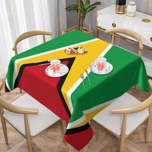 WHJYYXDE Quadratische, wasserdichte Tischdecke, 137,2 x 137,2 cm, weich, wiederverwendbar, zum Dekorieren von Couchtischen, Esstischen, Flagge von Guyana von WHJYYXDE