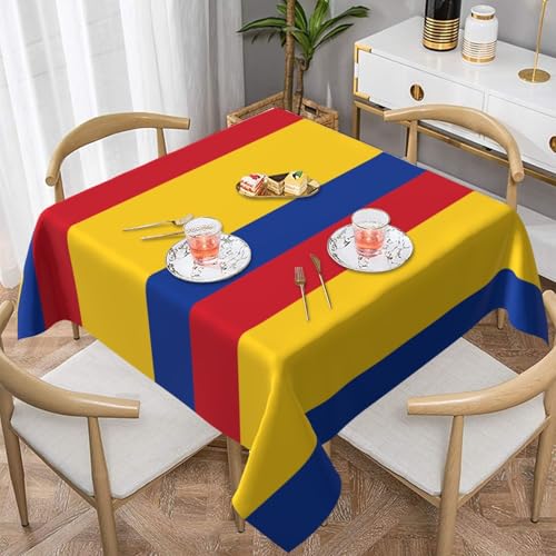 WHJYYXDE Quadratische, wasserdichte Tischdecke, 137,2 x 137,2 cm, weich, wiederverwendbar, zum Dekorieren von Couchtischen, Esstischen, Flagge von Kolumbien von WHJYYXDE