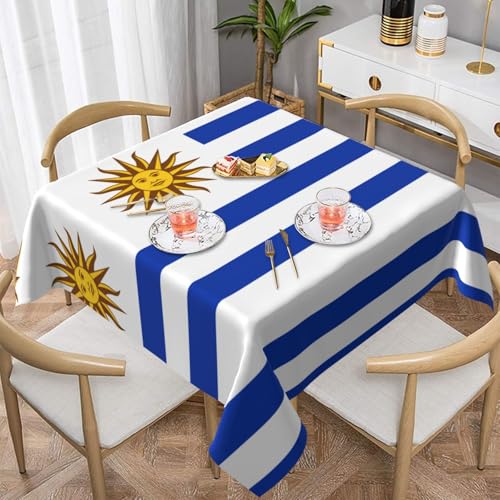 WHJYYXDE Quadratische, wasserdichte Tischdecke, 137,2 x 137,2 cm, weich, wiederverwendbar, zum Dekorieren von Couchtischen, Esstischen, Flagge von Uruguay von WHJYYXDE