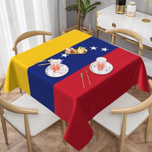 WHJYYXDE Quadratische, wasserdichte Tischdecke, 137,2 x 137,2 cm, weich, wiederverwendbar, zum Dekorieren von Couchtischen, Esstischen, Flagge von Venezuela von WHJYYXDE