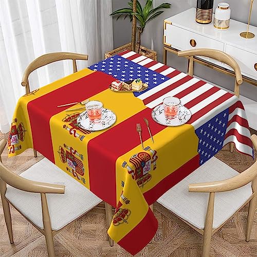 WHJYYXDE Quadratische, wasserdichte Tischdecke, 137,2 x 137,2 cm, weich, wiederverwendbar, zum Dekorieren von Couchtischen, Esstischen, amerikanischer Spanien-Flagge von WHJYYXDE