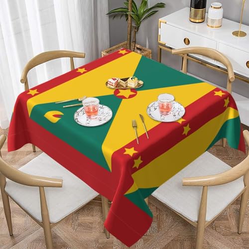 WHJYYXDE Quadratische, wasserdichte Tischdecke, 152,4 x 152,4 cm, weich, wiederverwendbar, zum Dekorieren von Couchtischen, Esstischen, Flagge von Grenada von WHJYYXDE