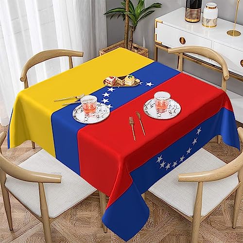 WHJYYXDE Quadratische, wasserdichte Tischdecke, 152,4 x 152,4 cm, weich, wiederverwendbar, zum Dekorieren von Couchtischen, Esstischen, Flagge von Venezuela von WHJYYXDE