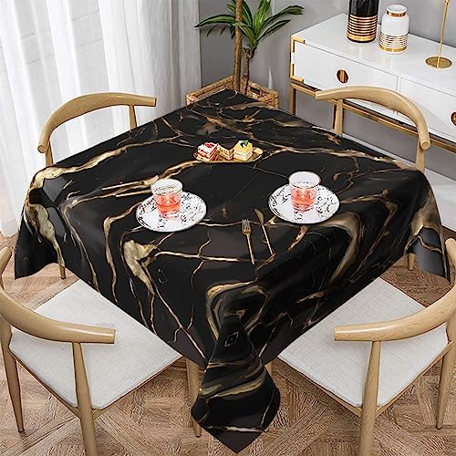 WHJYYXDE Quadratische, wasserdichte Tischdecke, 152,4 x 152,4 cm, weich, wiederverwendbar, zum Dekorieren von Couchtischen, Esstischen, Schwarz-Gold-Marmor-Muster von WHJYYXDE