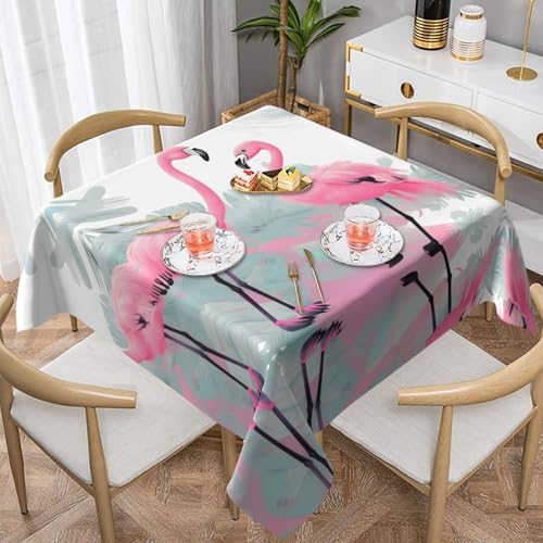 WHJYYXDE Quadratische, wasserdichte Tischdecke, 152,4 x 152,4 cm, weich, wiederverwendbar, zum Dekorieren von Couchtischen, Esstischen, rosa Flamingo-Muster von WHJYYXDE