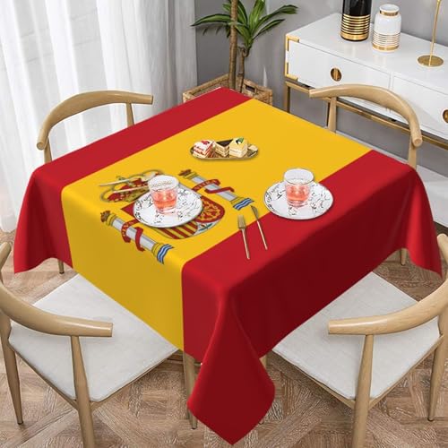 WHJYYXDE Quadratische, wasserdichte Tischdecke, 152,4 x 152,4 cm, weich, wiederverwendbar, zum Dekorieren von Couchtischen, Esstischen, spanische Flaggenmuster von WHJYYXDE