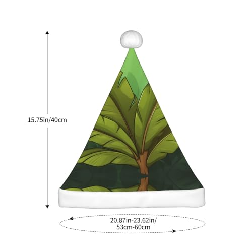 WHJYYXDE Weihnachtsmütze für Erwachsene – Hochwertiger Stoff Weihnachtsmannmütze mit weicher und flauschiger Unterseite, tropisches Bananenblatt-Muster von WHJYYXDE