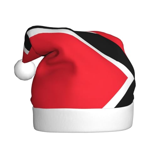 WHJYYXDE Weihnachtsmütze für Erwachsene – Hochwertiger Stoff Weihnachtsmannmütze mit weicher und flauschiger Unterseite Flagge von Trinidad und Tobago Muster von WHJYYXDE