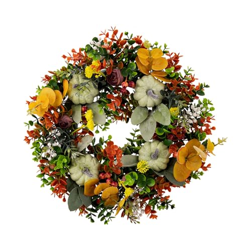 Herbstkranz mit realistischer Wildblume, eleganter Herbst-Tür-Hängeblumenkranz für Thanksgiving und Herbstdekorationen von WHKM