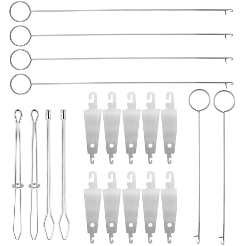 WHKM 20-teiliges Kordelzug-Einfädler-Set, Metall-Kordeleinfädler, Edelstahlringe, Wender, Haken, Pinzette für die Herstellung von Gürteln von WHKM