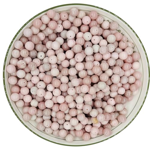 WHNKFB 10 mm, 50 Stück natürliche, ungefärbte rosa Opal-Perlen, Rosenquarz-ähnliche Edelstein-Perlen für Liebesenergie, Schmuckherstellung, Bastelbedarf mit elastischer Kordel WHNKFB 10 mm, 50 Stück natürliche, ungefärbte rosa Opal-Perlen, Rosenquarz-ähnliche Edelstein-Perlen für Liebesenergie, Schmuckherstellung, Bastelbedarf mit elastischer Kordel von WHNKFB
