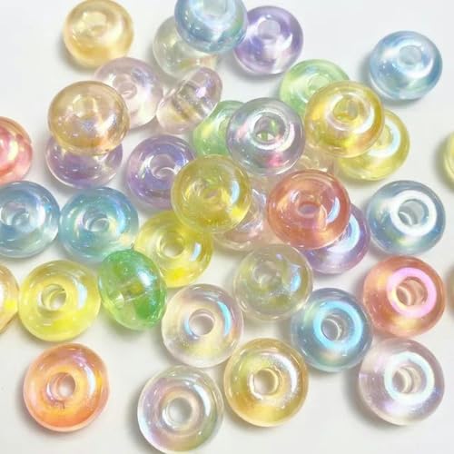 14 mm bunte galvanisierte, runde Meerjungfrau-Perle, DIY-Handyketten-Perlenmaterial, Zubehör, Farben mischen, 10 Stück von WHUCTM