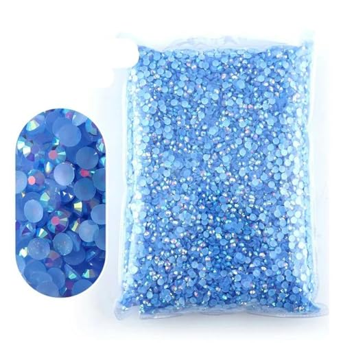 2–6 mm Jelly AB-Harz, nicht Hot Fix-Strasssteine, flache Rückseite, Kristalle, Strass-Glitzer, große Packung Steine-Hellblau AB-6 mm, 1000 Stück von WHUCTM