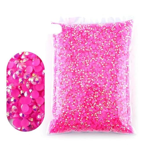 2–6 mm Jelly AB-Harz, nicht Hot Fix-Strasssteine, flache Rückseite, Kristalle, Strass-Glitzer, große Packung Steine-Hellrosa-Rot-4 mm, 5000 Stück von WHUCTM