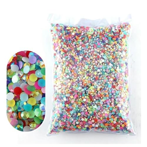 2–6 mm Jelly AB-Harz, nicht Hot Fix-Strasssteine, flache Rückseite, Kristalle, Strass-Glitzer, große Packung Steine-Mischfarbe AB-3 mm, 10.000 Stück von WHUCTM