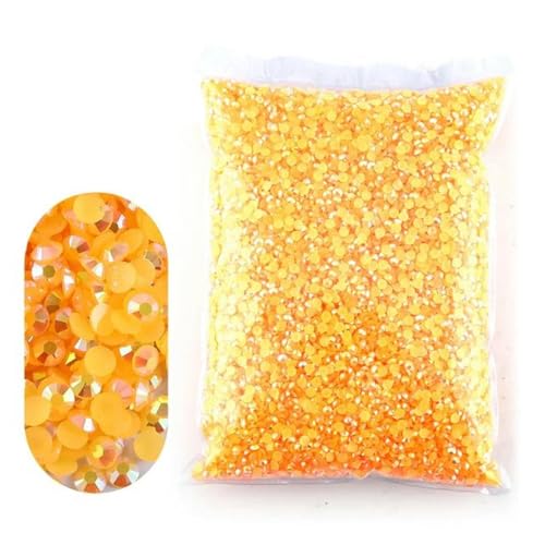 2–6 mm Jelly AB-Harz, nicht Hot Fix-Strasssteine, flache Rückseite, Kristalle, Strass-Glitzer, große Packung Steine-Orange Rot AB-4 mm, 5000 Stück von WHUCTM