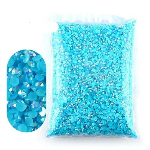 2–6 mm Jelly AB-Harz, nicht Hot Fix-Strasssteine, flache Rückseite, Kristalle, Strass-Glitzer, große Packung Steine-Pfauenblau AB-2 mm, 10.000 Stück von WHUCTM