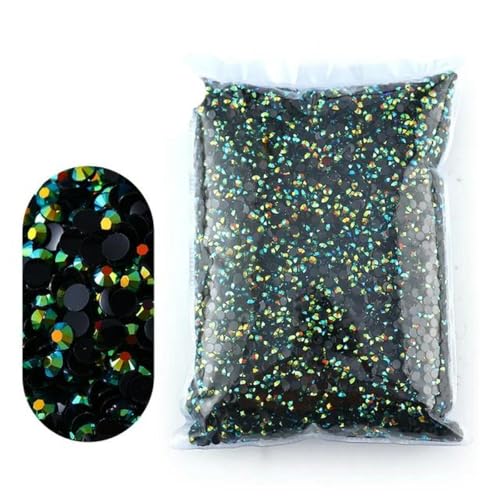 2 – 6 mm Jelly AB-Harz, nicht Hot Fix-Strasssteine, flache Rückseite, Kristalle, Strass-Glitzer, große Packung Steine-Schwarzgrün AB-2 mm, 10.000 Stück von WHUCTM