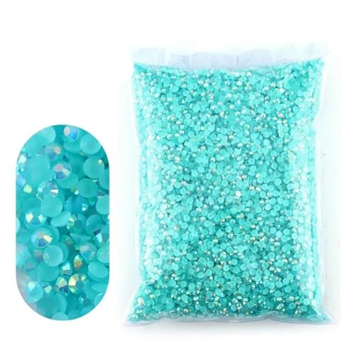 2–6 mm Jelly AB-Harz, nicht Hot Fix-Strasssteine, flache Rückseite, Kristalle, Strass-Glitzer, große Packung Steine-Seeblau AB-4 mm, 5000 Stück von WHUCTM