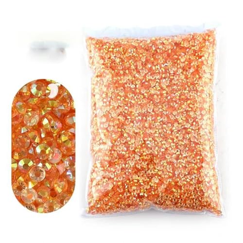 2 – 6 mm Jelly AB-Harz, nicht Hot Fix-Strasssteine, flache Rückseite, Kristalle, Strass-Glitzer, große Packung Steine-TM-Champagner-5 mm 3000 Stück von WHUCTM