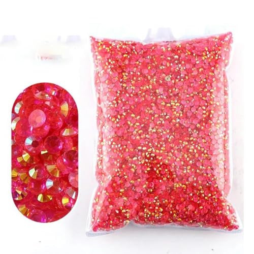 2 – 6 mm Jelly AB-Harz, nicht Hot Fix-Strasssteine, flache Rückseite, Kristalle, Strass-Glitzer, große Packung Steine-TM-Dunkelrosa-Rot-2 mm, 10.000 Stück von WHUCTM