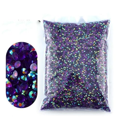 2 – 6 mm Jelly AB-Harz, nicht Hot Fix-Strasssteine, flache Rückseite, Kristalle, Strass-Glitzer, große Packung Steine-TM- Dunkelviolett-2 mm, 10.000 Stück von WHUCTM