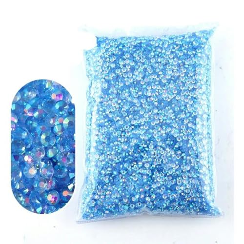 2 – 6 mm Jelly AB-Harz, nicht Hot Fix-Strasssteine, flache Rückseite, Kristalle, Strass-Glitzer, große Packung Steine-TM-Hellblau AB-2 mm, 10.000 Stück von WHUCTM